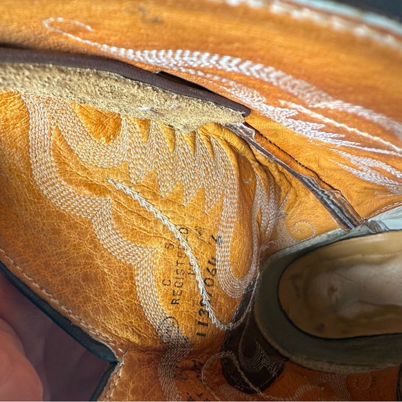 Justin Boots Tan Suede Cowboy Boots - Picture 6 of 9